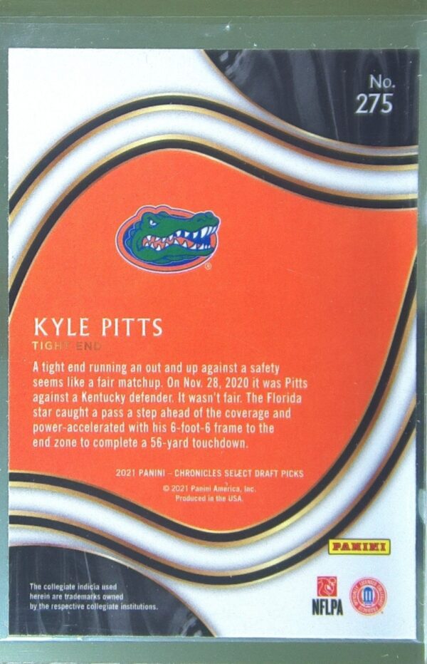 2021 Panini Chronicles Draft Picks Kyle Pitts #275 Gators - Image 3