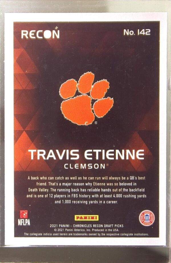 2021 Panini Chronicles Draft Picks Travis Etienne Jr. Bronze RC #142 Tigers - Image 3