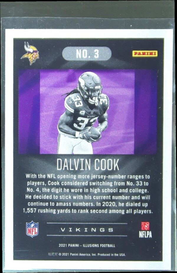 2021 Panini Illusions Dalvin Cook Trophy Collection Dots #3 Vikings - Image 3