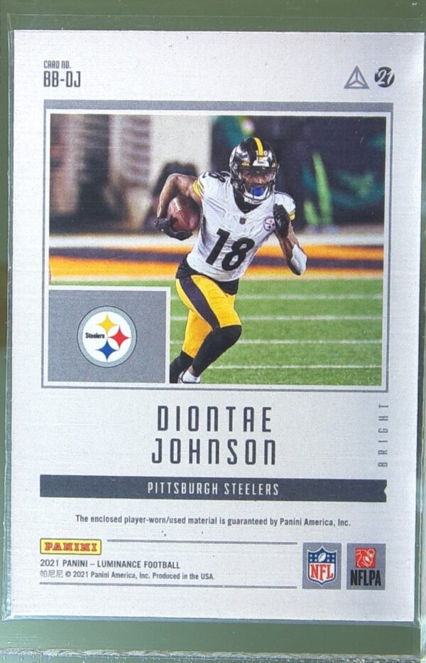 2021 Panini Luminance Diontae Johnson JSY #BB-DJ Steelers Bright Beginnings - Image 3