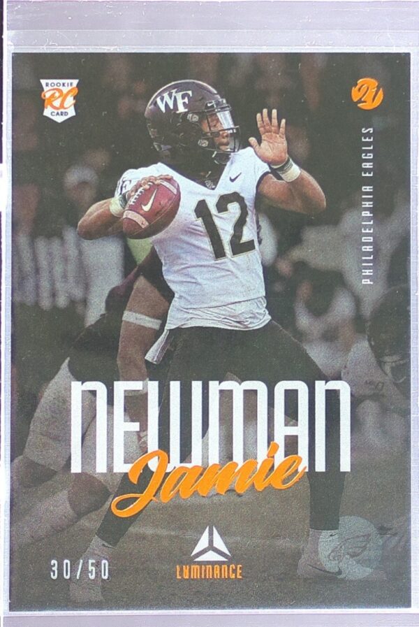 2021 Panini Luminance Jamie Newman Orange /50 RC #197 Eagles