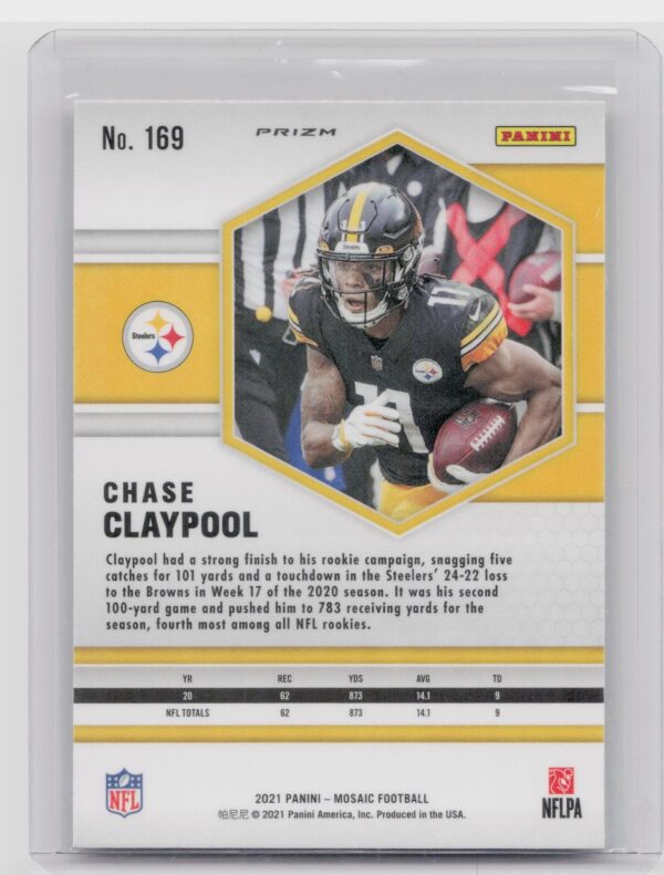 2021 Panini Mosaic Chase Claypool Prizm Reactive Orange #169 Steelers - Image 3