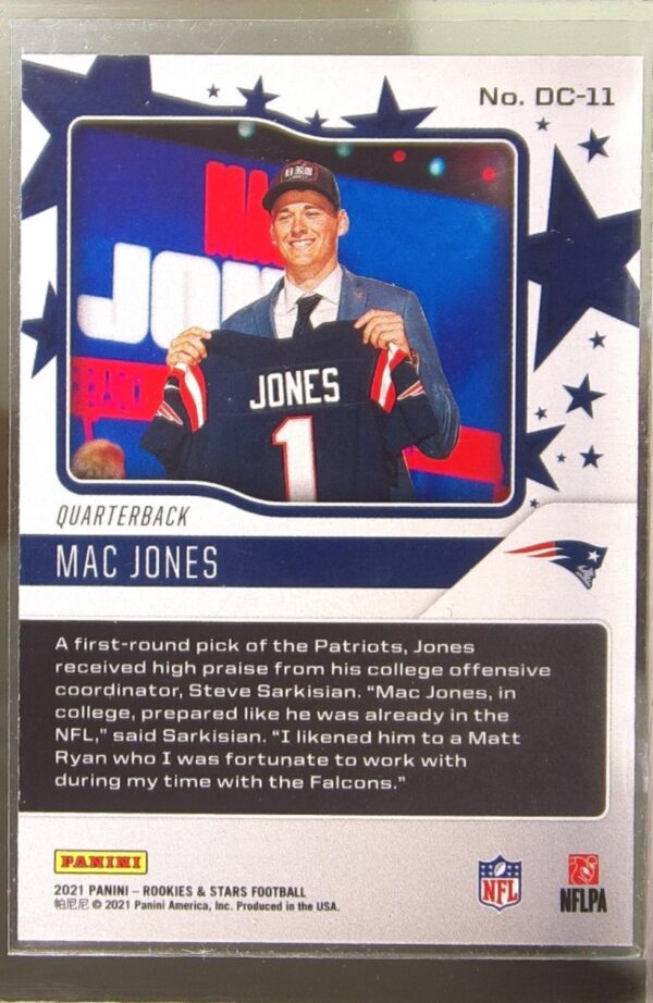 2021 Panini Rookies & Stars Mac Jones RC #DC-11 Patriots Draft Class - Image 3
