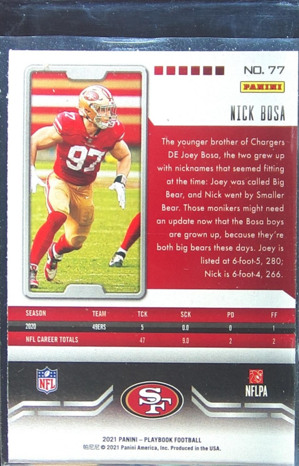 2021 Playbook Nick Bosa Sparkle #77 49ers - Image 3