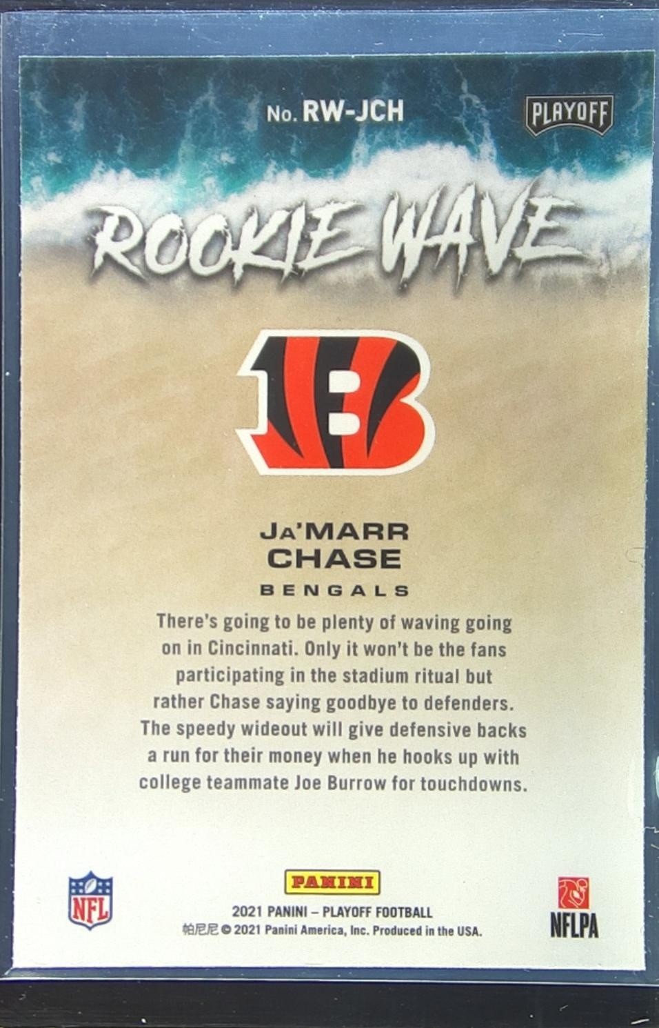 2021 Playoff Ja'Marr Chase RC #RW-JCH Bengals Rookie Wave - Image 3