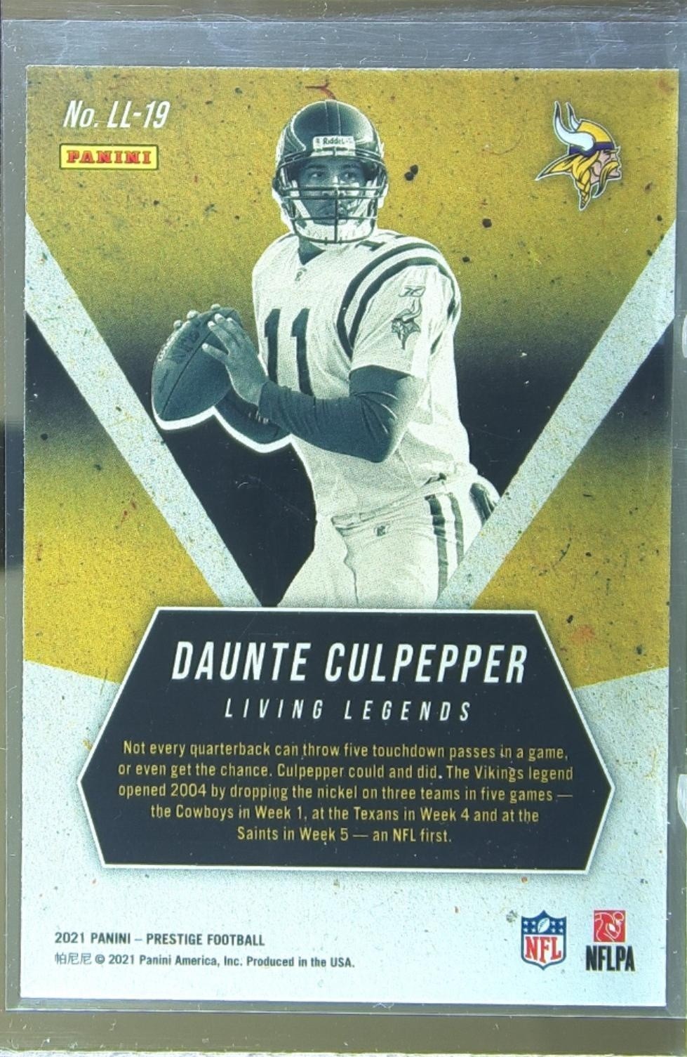 2021 Prestige Daunte Culpepper #LL-19 Vikings Living Legends - Image 3