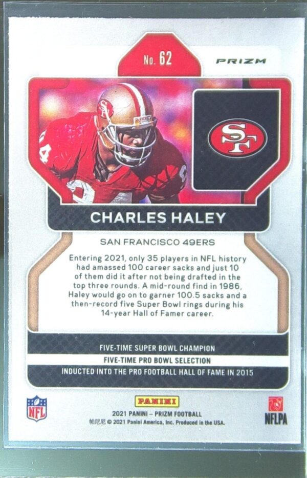 2021 Prizm Charles Haley Red Ice #62 49ers - Image 3