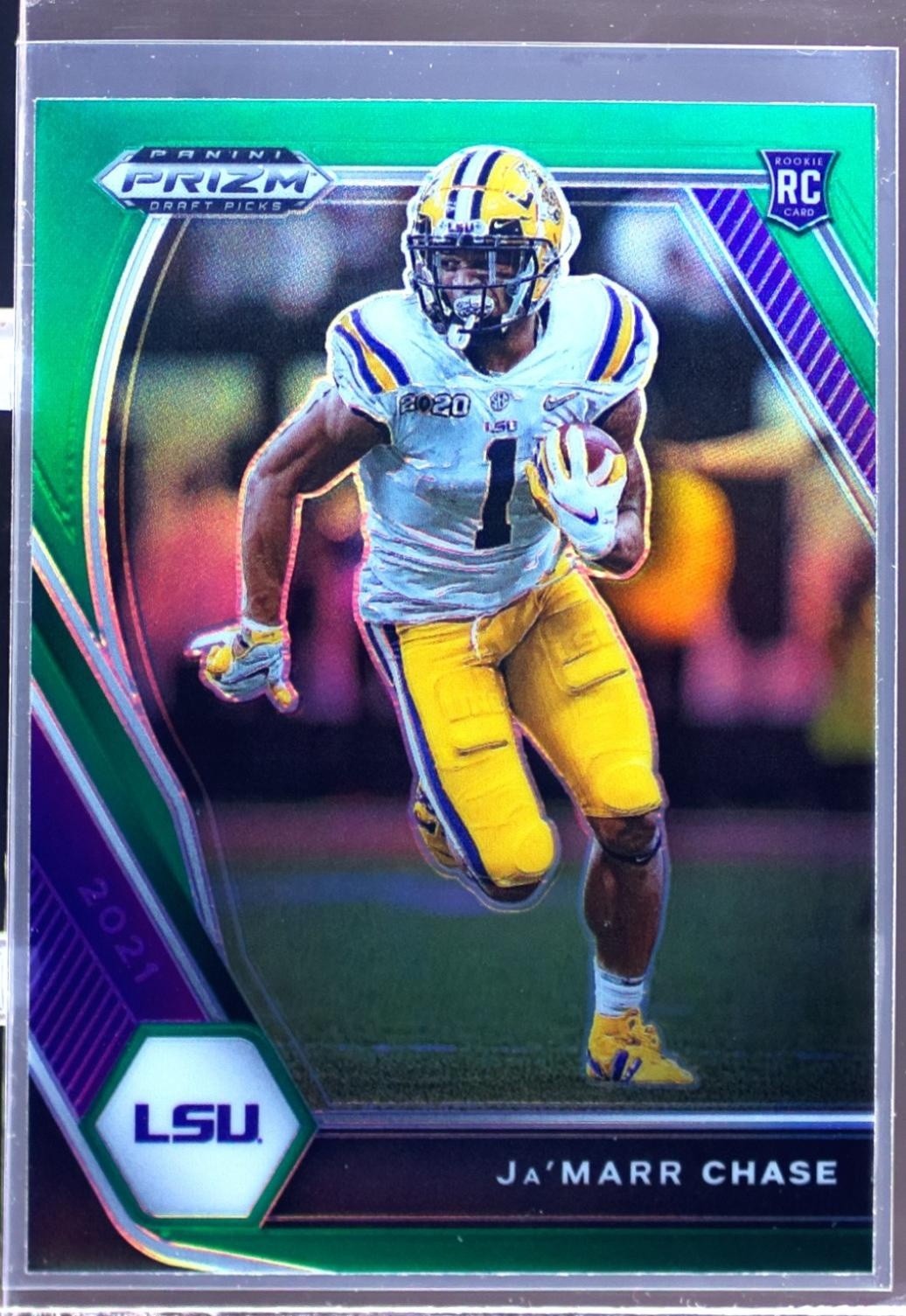 2021 Prizm Draft Picks Ja'Marr Chase Green RC #112 Tigers