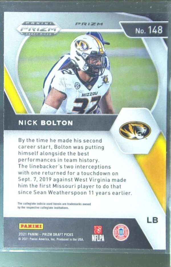 2021 Prizm Draft Picks Nick Bolton Green RC #148 Tigers - Image 3