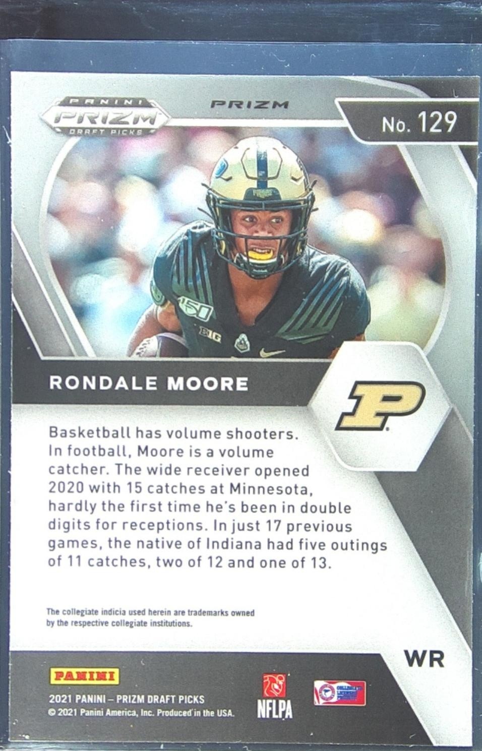 2021 Prizm Draft Picks Rondale Moore Green RC #129 Boilermakers - Image 3