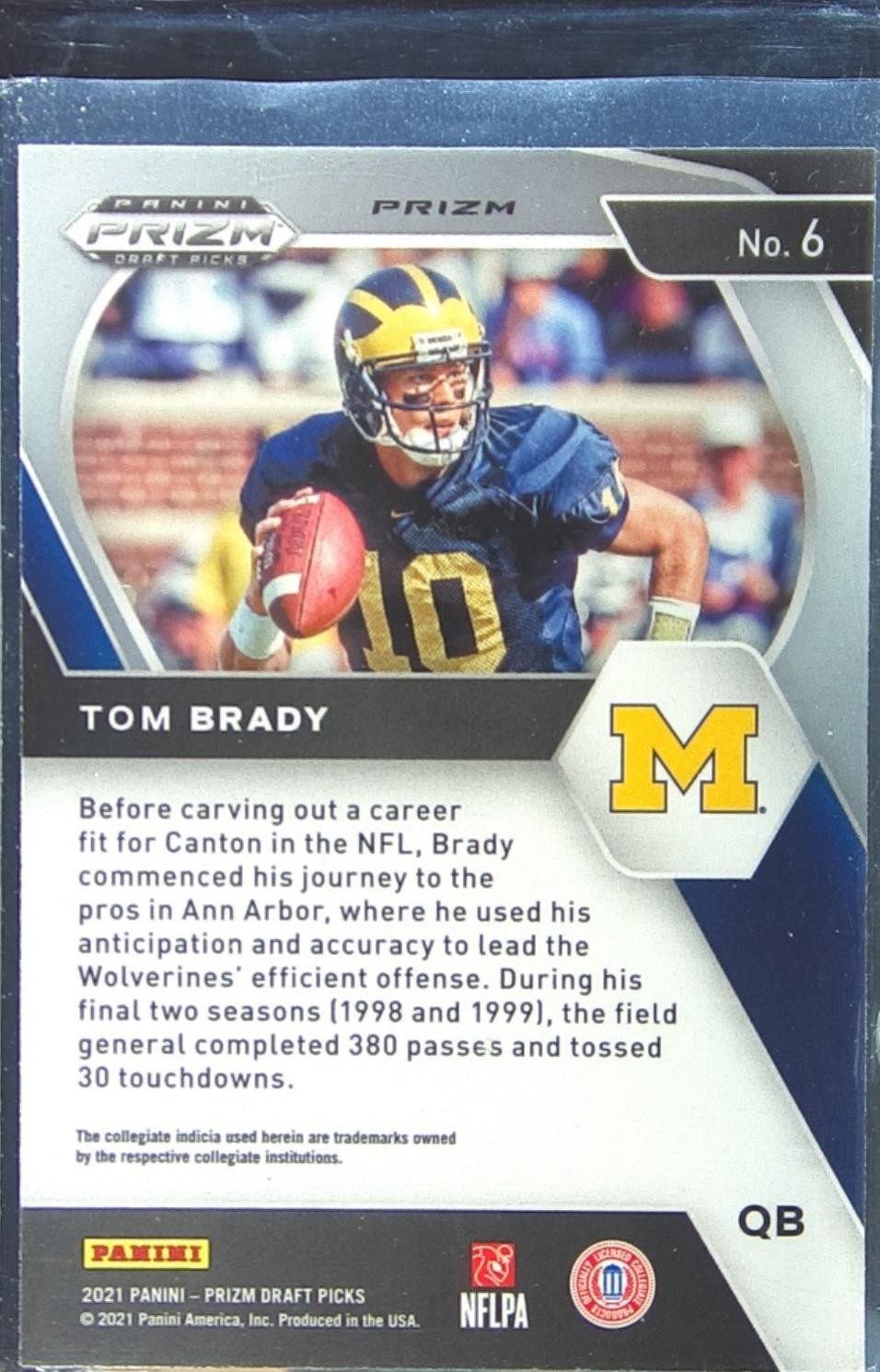 2021 Prizm Draft Picks Tom Brady Green #6 Wolverines - Image 3