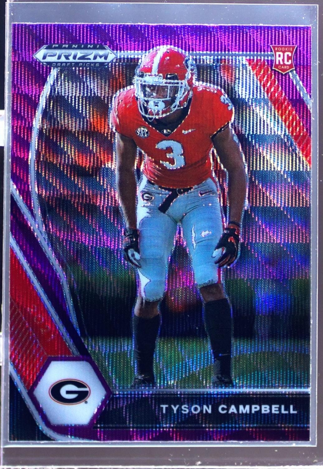 2021 Prizm Draft Picks Tyson Campbell Purple Wave RC #155 Bulldogs
