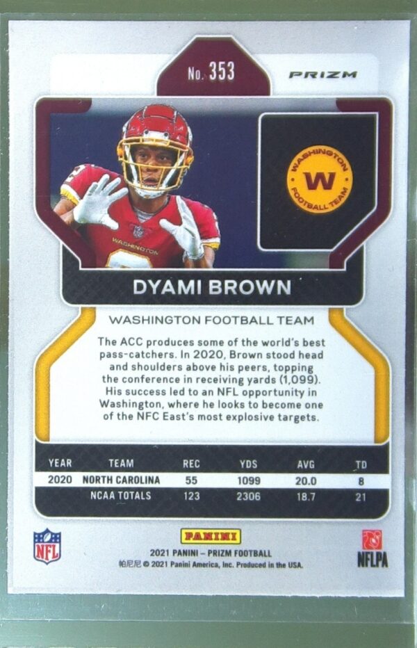 2021 Prizm Dyami Brown Orange Disco RC #353 Team - Image 3
