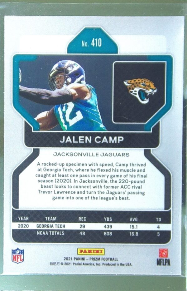 2021 Prizm Jalen Camp RC #410 Jaguars - Image 3