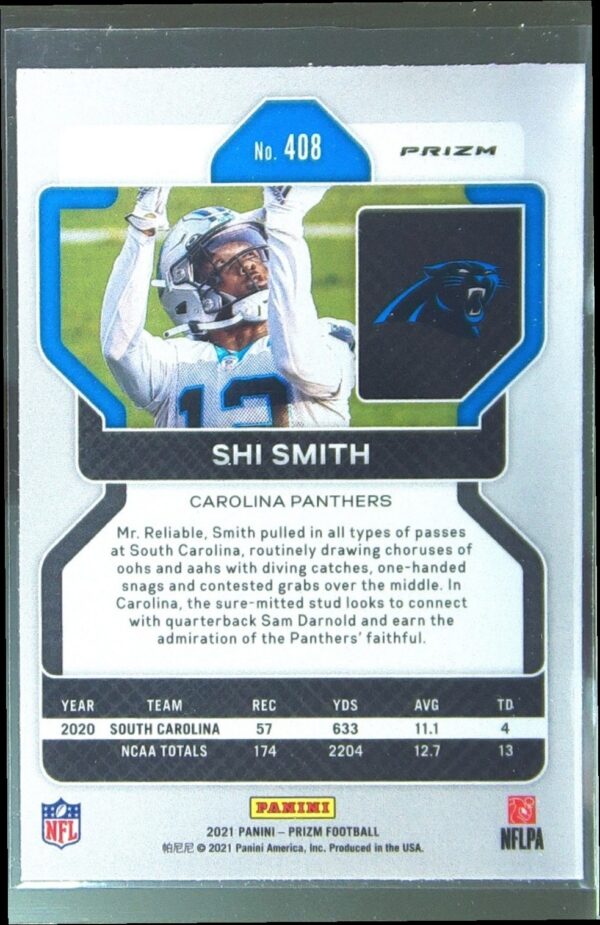 2021 Prizm Shi Smith Red White and Blue RC #408 Panthers - Image 3