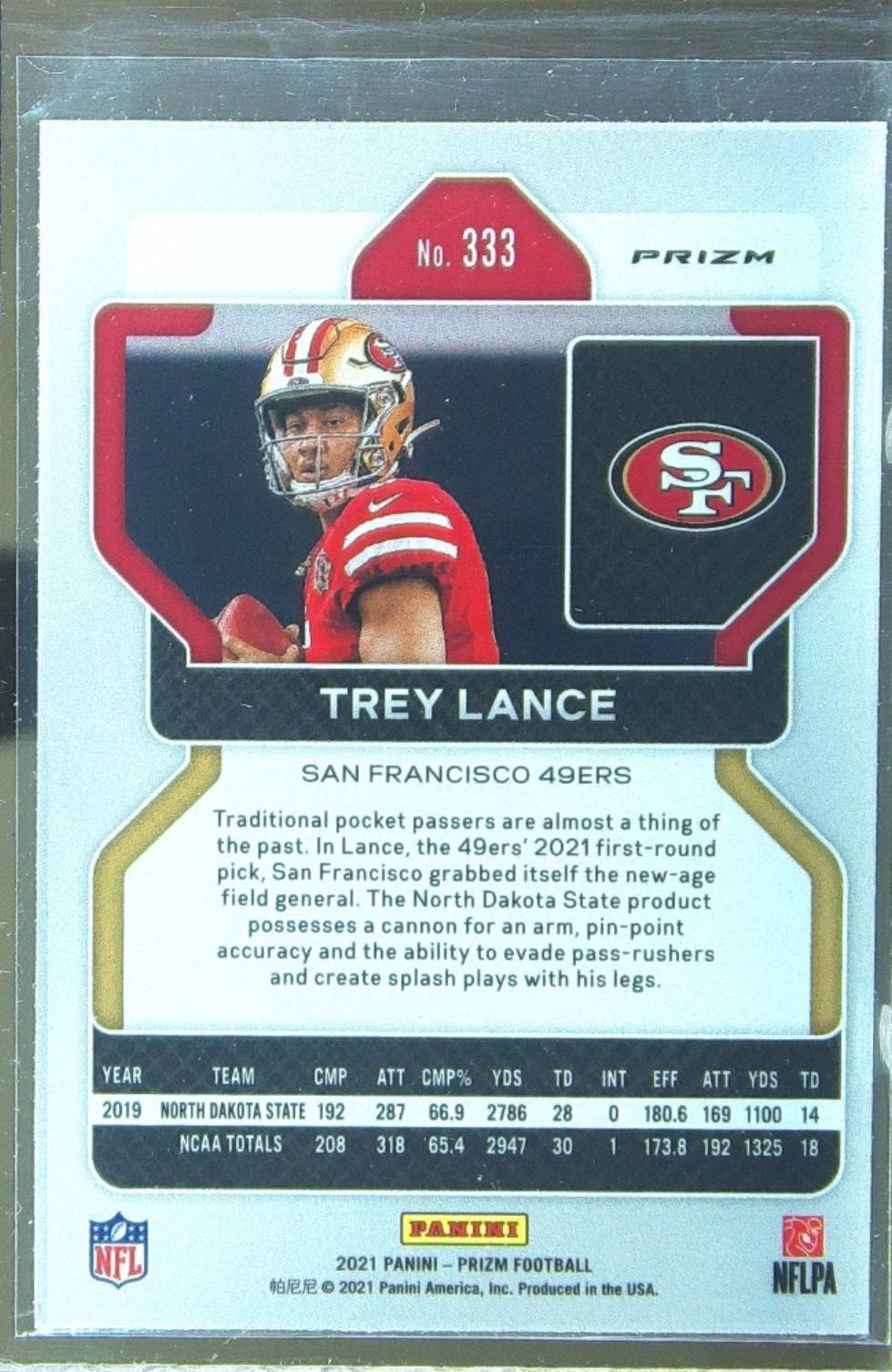 2021 Prizm Trey Lance Pink RC #333 49ers - Image 3