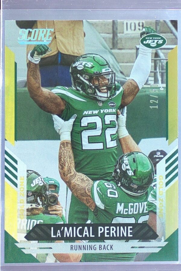 2021 Score La'Mical Perine Gold Zone /50 #50 Jets