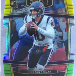 2021 Select Davis Mills Green and Yellow Prizm Die Cut RC #65 Texans