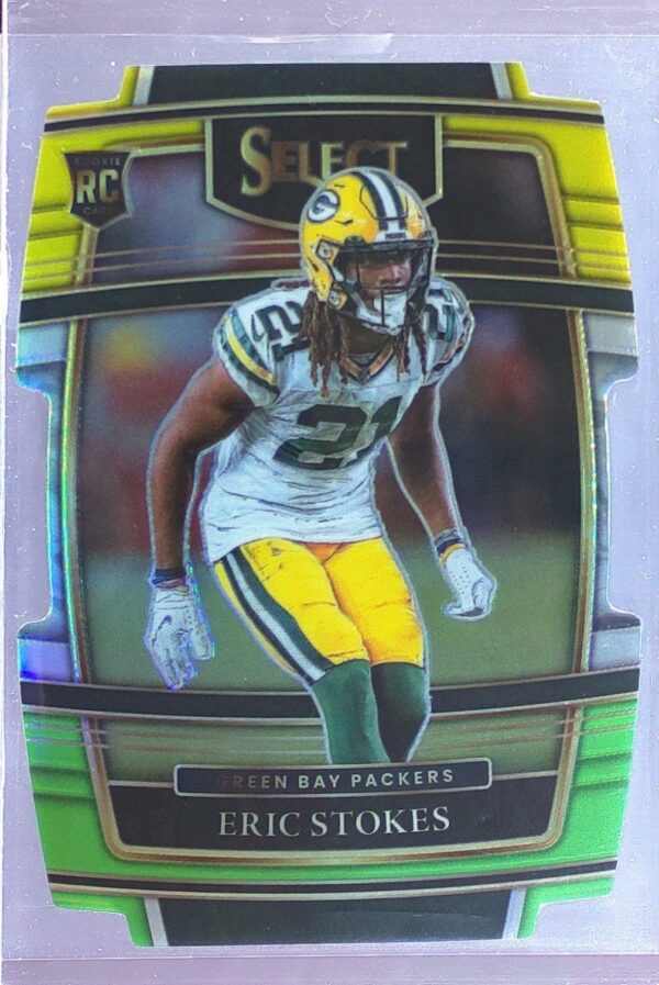 2021 Select Eric Stokes RC Green and Yellow Prizm Die Cut #88 Packers