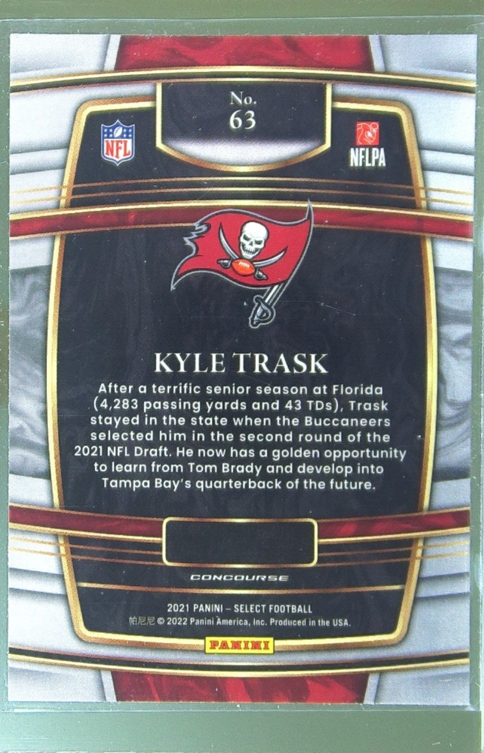 2021 Select Kyle Trask RC #63 Buccaneers - Image 3