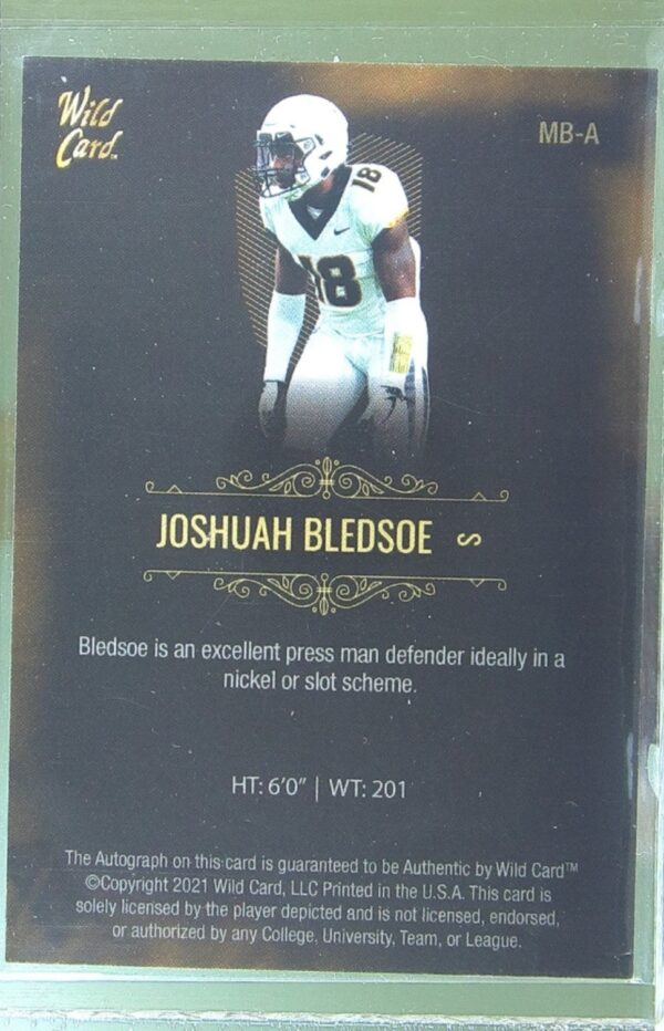 2021 Wild Card Matte Joshuah Bledsoe Auto #MB-A Tigers Autographs - Image 3