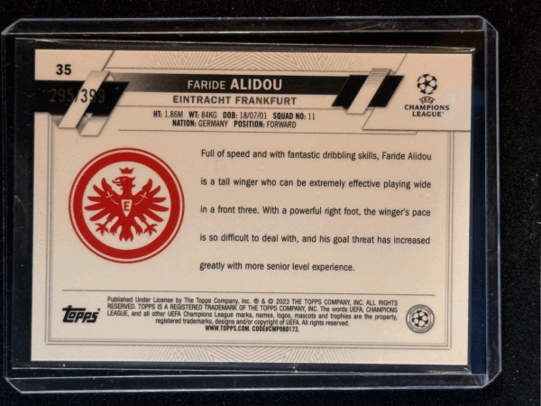 2022-23 Topps Chrome UEFA Faride Alidou Neon Green X-Fractor /399 Rookie RC Fran - Image 3