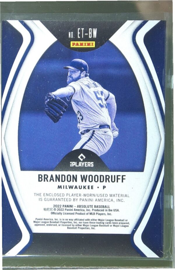 2022 Absolute Brandon Woodruff JSY #ET-BW Brewers Established Threads Retail - Image 3