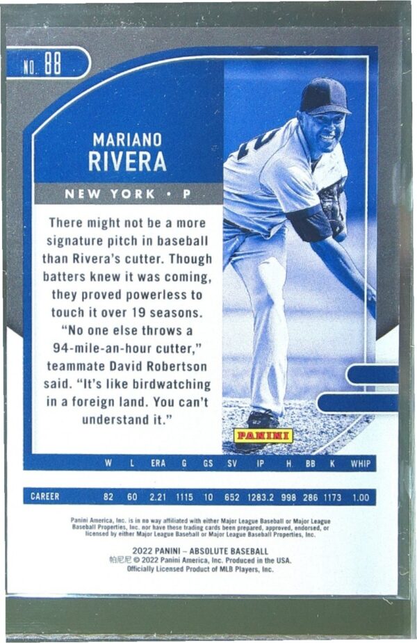 2022 Absolute Mariano Rivera Red /99 #88 Yankees - Image 3