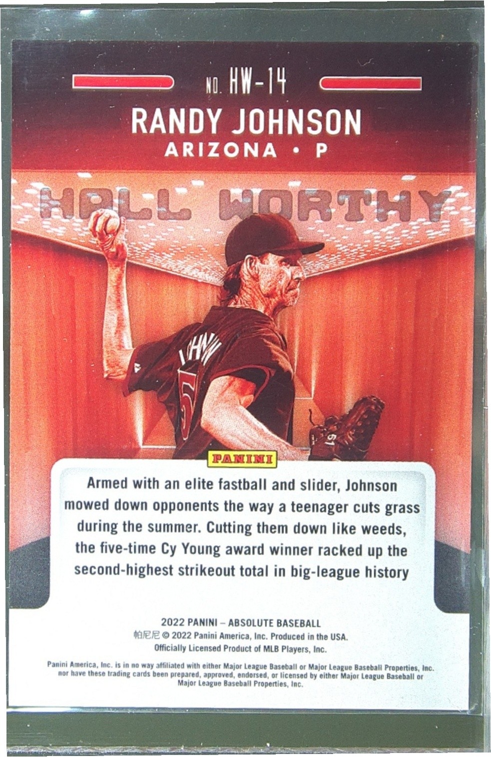 2022 Absolute Randy Johnson /149 #HW-14 Diamondbacks Hall Worthy Spectrum Blue - Image 3