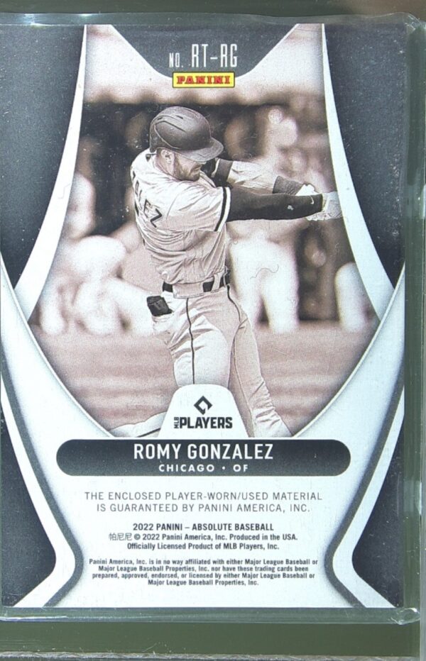 2022 Absolute Romy Gonzalez JSY RC #RT-RG Sox Rookie Threads Retail - Image 3