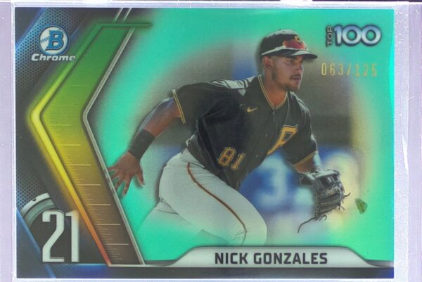 2022 Bowman Nick Gonzales /125 #BTP-21 Pirates Bowman Scouts' Top 100 Aqua