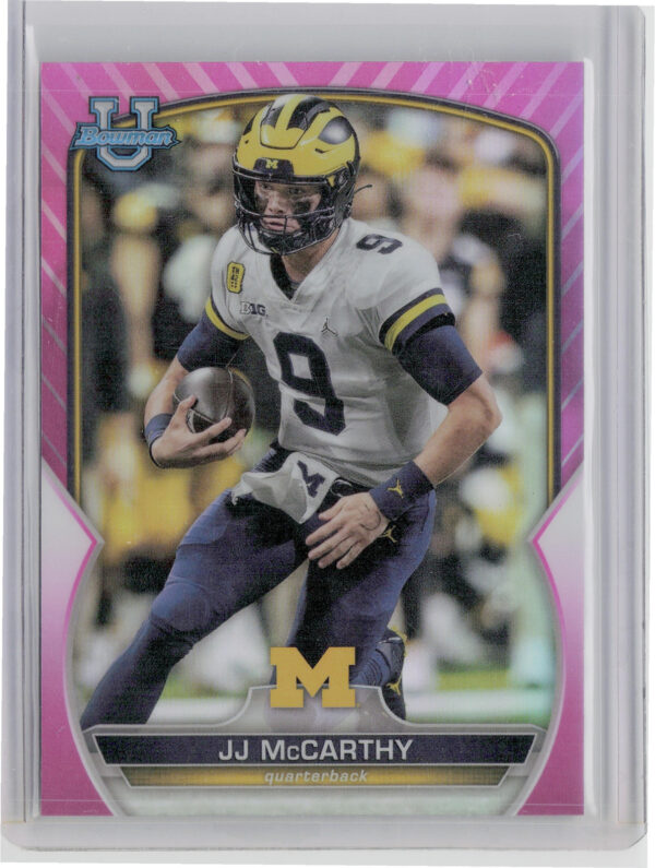2022 Bowman University Chrome JJ McCarthy Pink Refractor #48 Wolverines