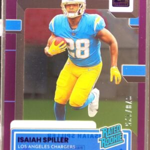 2022 Clearly Donruss Isaiah Spiller RC Purple /175 #66 Chargers