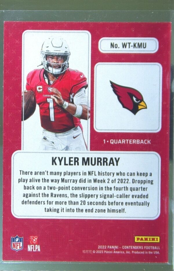 2022 Contenders Kyler Murray #WT-KMU Cardinals Winning Ticket Emerald - Image 3