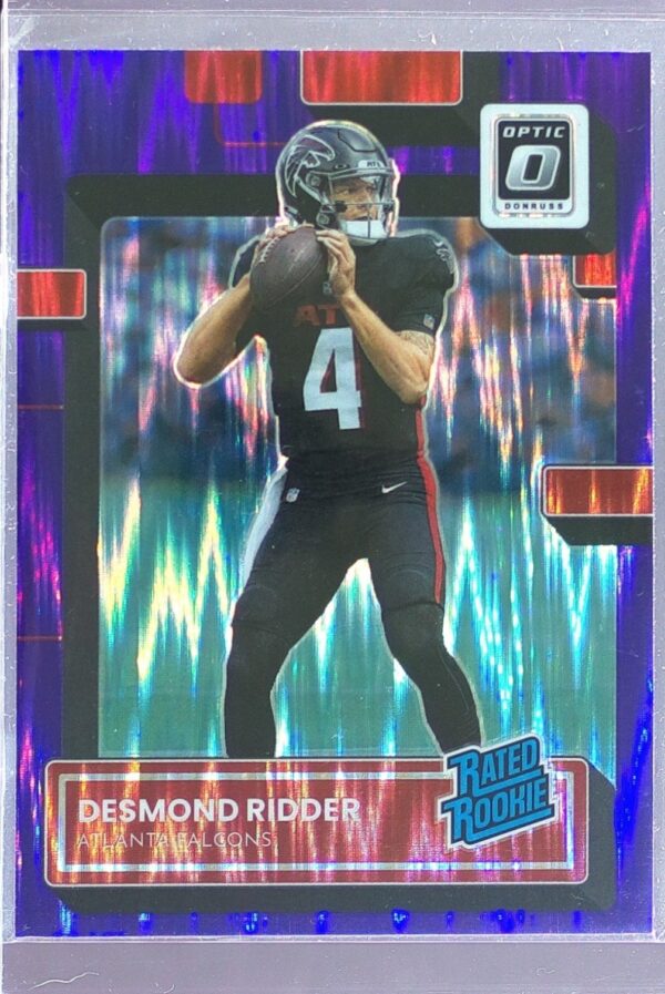 2022 Donruss Optic Desmond Ridder Purple Shock RC #202 Falcons
