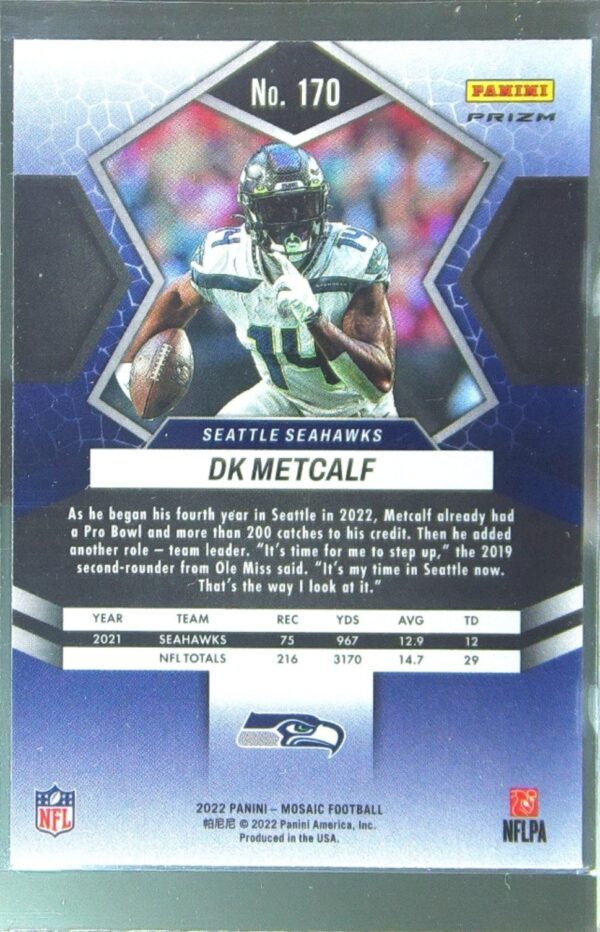 2022 Mosaic DK Metcalf Mosaic Reactive Orange #170 Seahawks - Image 3