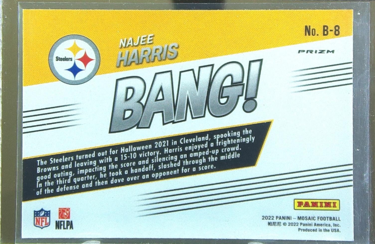 2022 Mosaic Najee Harris #B-8 Steelers Bang! Mosaic Green - Image 3