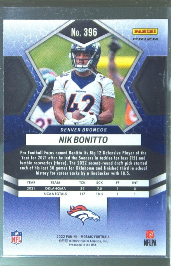 2022 Mosaic Nik Bonitto Mosaic Camo Pink #396 Broncos - Image 3