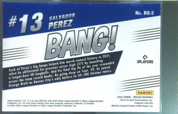 2022 Mosaic Salvador Perez #BG-2 Royals Bang! - Image 3