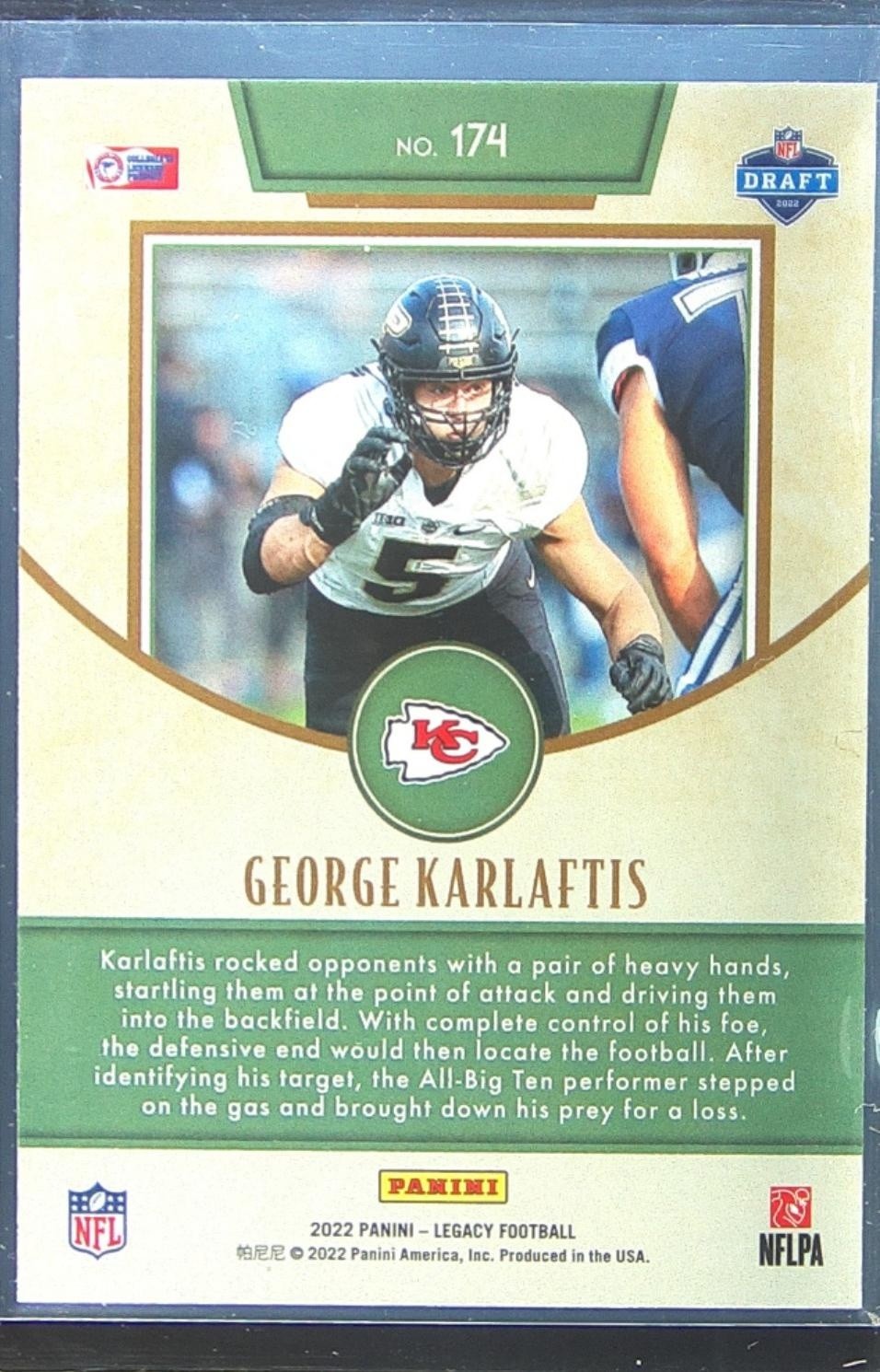 2022 Panini Legacy George Karlaftis RC #174 Chiefs - Image 3