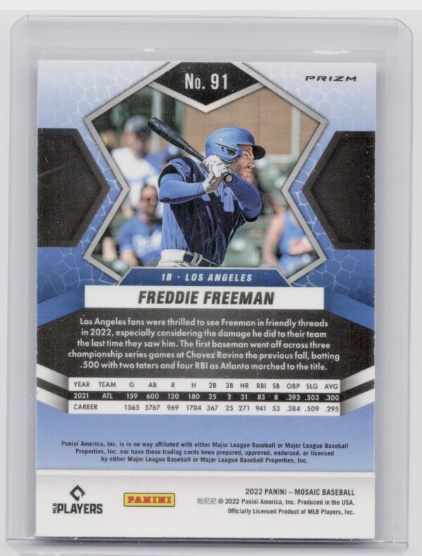 2022 Panini Mosaic Freddie Freeman Silver Prizm #91 Dodgers - Image 3