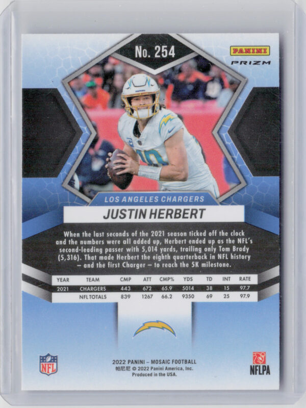 2022 Panini Mosaic Justin Herbert Mosaic Camo Pink #254 Chargers - Image 3