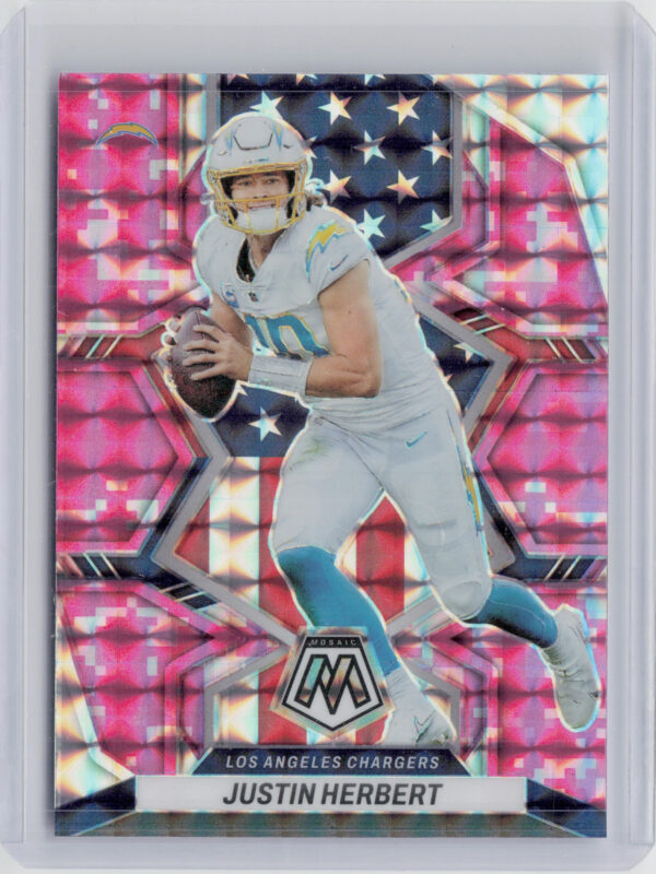 2022 Panini Mosaic Justin Herbert Mosaic Camo Pink #254 Chargers