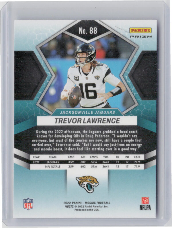 2022 Panini Mosaic Trevor Lawrence Mosaic Camo Pink #88 Jaguars - Image 3