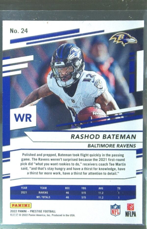 2022 Panini Prestige Rashod Bateman Xtra Points Diamond #24 Ravens - Image 3