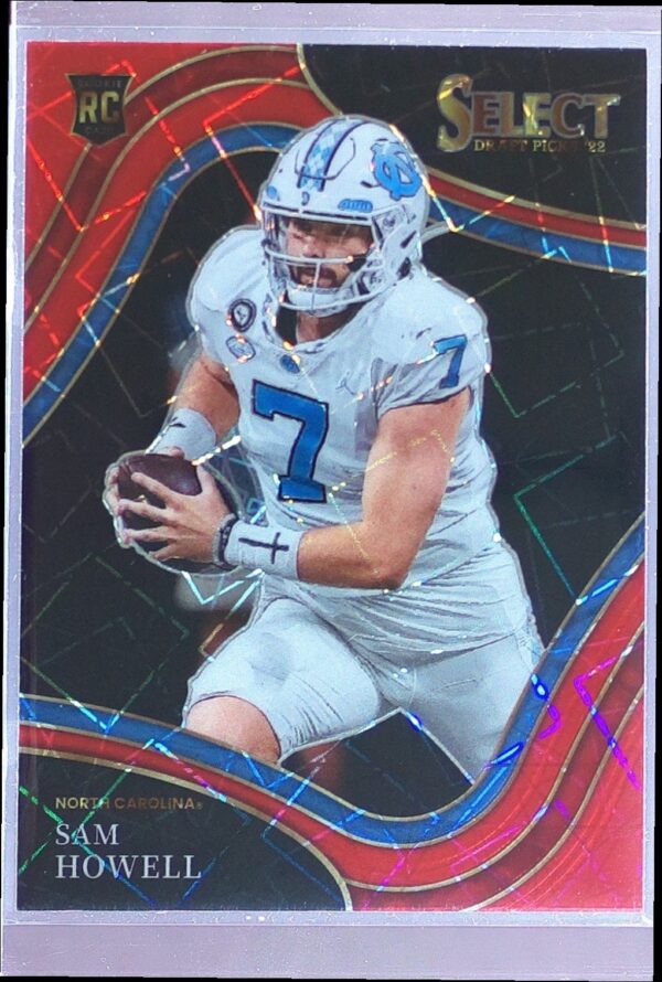 2022 Panini Select Draft Picks Sam Howell Red Lazer Prizm RC #103 Heels