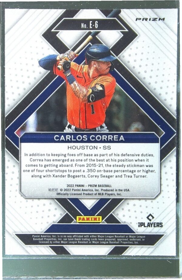 2022 Prizm Carlos Correa #E-6 Astros Emergent Silver Prizms - Image 3