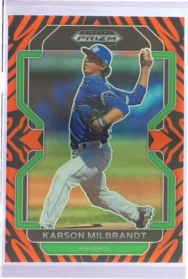 2022 Prizm Draft Picks Karson Milbrandt Tiger Stripes /99 #PDP85 Jays
