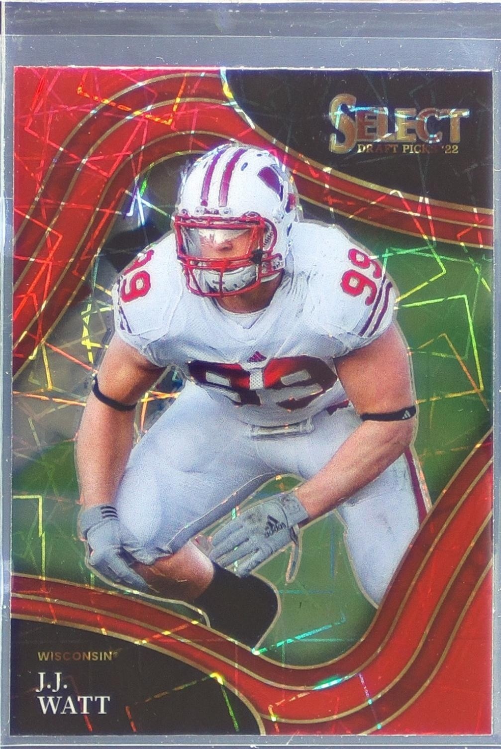 2022 Select Draft Picks J.J. Watt Red Lazer Prizm #175 Badgers