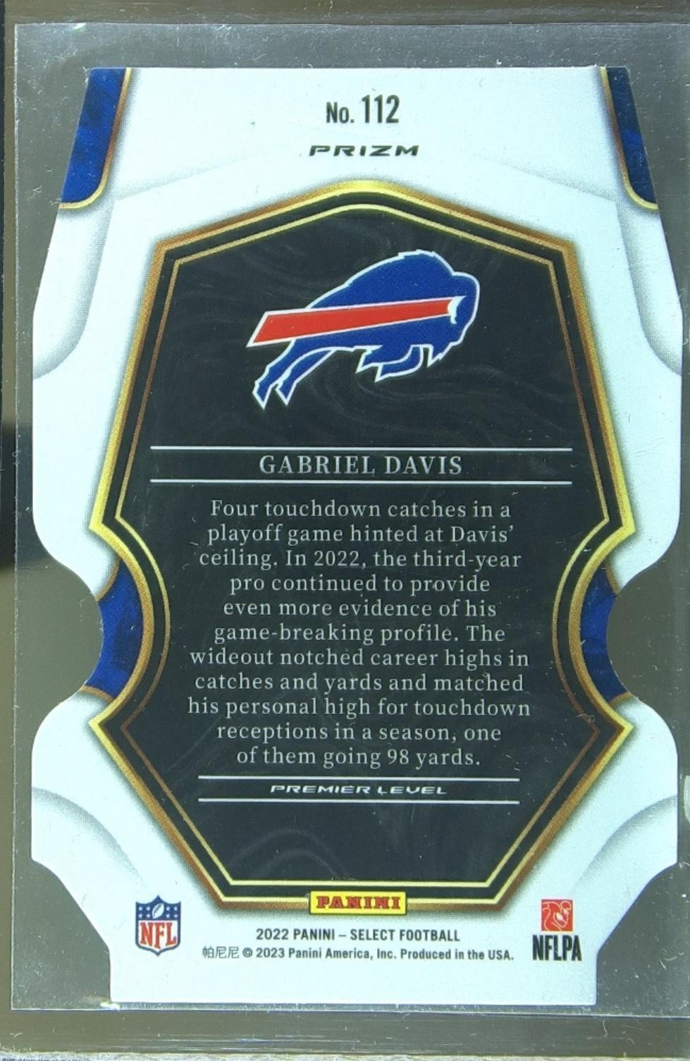 2022 Select Gabriel Davis Black and Green Prizm Die Cut #112 Bills - Image 3